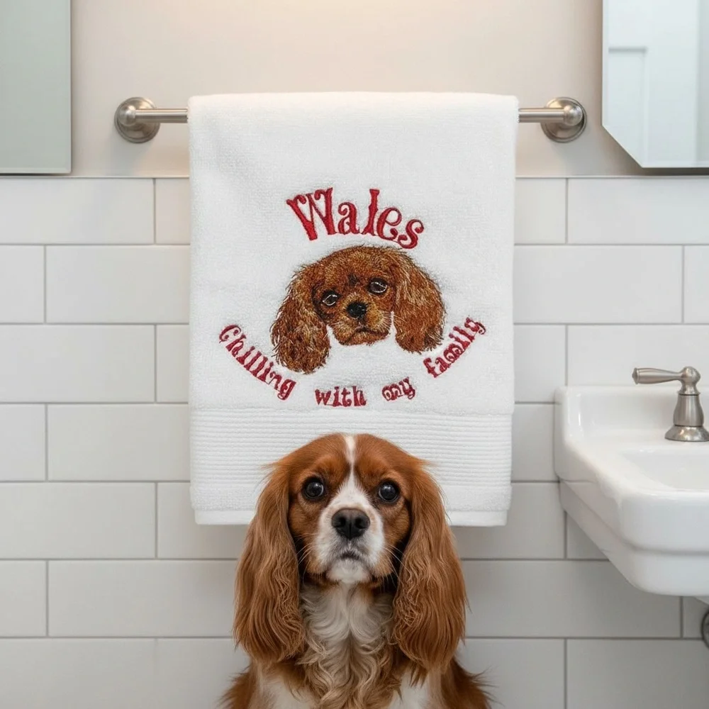French bulldog Personalized Embroidered Dog Hand Towels any pet dog, cat, horse